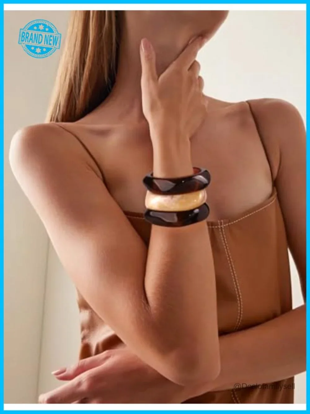 Chunky Resin Bangle Bracelet Set - 3 Stackable Acrylic Bracelets